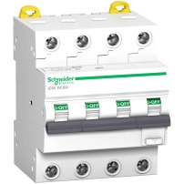 Kомбинирана дефектнотокова защита (RCBO), Acti9 iC60, 4P, 25A, B крива, 6000A/6kA, A тип, 30mA
