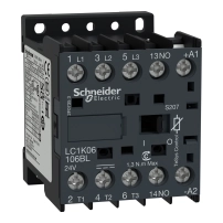 Контактор, TeSys K, 3P, AC-3 <=440V 6A, 1NO aux., 24V DC ниска консумация coil