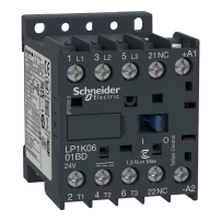 SCHNEIDER ELECTRIC Contactor, TeSys K, 3P, AC-3, lt or eq to 440V, 6A, 1NC aux, 24VDC coil