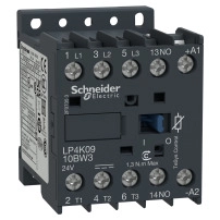 SCHNEIDER ELECTRIC Contactor, TeSys K, 3P, AC-3, 440V, 9A, 1 NO aux, 24VDC coil