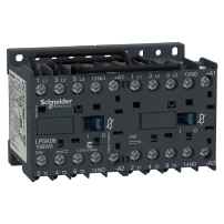 SCHNEIDER ELECTRIC Reversing contactor, 3P, AC-3/AC-3e,440V 9A, 1NO, 24V DC low consumption coil