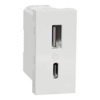 SCHNEIDER ELECTRIC USB излаз New Unica Тип A+C, 1 модул, 12W, бял