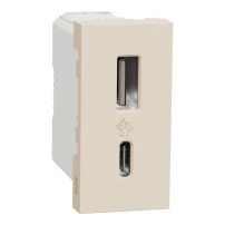 New Unica USB излаз Тип A+C, 1 модул, 12W, слонова кост