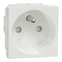Контактен излаз, New unica, механизъм, 2P + E, 16A, френски, със защита, IP4X, сатениран, без обработка, бял