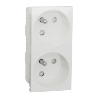 2 контактни излаза, New unica, механизъм, 2P + E, 16A, френски, със защита, безвинтово свързване, IP3x, сатениран, бял