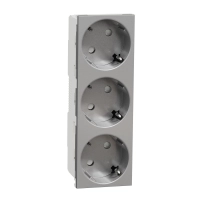 3 Контакти, New unica, механизъм, 2P, 16A, Шуко, със защита, безвинтово свързване, боядисани, алуминий