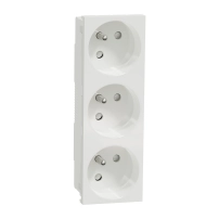 3 Контакти, New unica, механизъм, 2P + E, 16A, френски, със защита, безвинтово свързване, IP3x, сатениран, бял