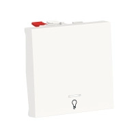 Бутон, New unica, механизъм + бутон NO, 10A, 2 модула, безвинтово свързване, IP4X, бял