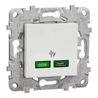 SCHNEIDER ELECTRIC Зарядно тип C, USB Quick Charge, New Unica, 65W, бяло