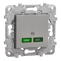 USB Quick Charge зарядно тип C, New Unica, 65W, алиминий