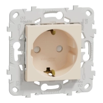 Контакт Шуко с монт. рамка, крем/сл.к. German Socket 2P+E 16A not shutter screw