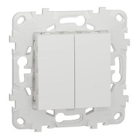 Сериен ключ с монт.рамка, бял Double one-way switch 10A 2modules