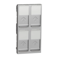 Централна плоча, New unica, 4xRJ45, SOne, 45x90, прав, със защита, алуминий