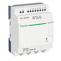 SCHNEIDER ELECTRIC Compact smart relay, Zelio Logic, 12 I/O, 100...240 V AC, clock, no display