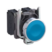SCHNEIDER ELECTRIC Push button,  metal, flush, blue, 22mm, spring return, 1NO