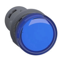 Easy Harmony XA2E, Сигнална лампа за машини, пластмаса, син, O22, вграден LED, винтови клеми, 110 V AC/DC, без намеса