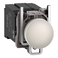 SCHNEIDER ELECTRIC Сигнална лампа, метална, бяла, 22 мм, леща с вграден LED, 400V AC
