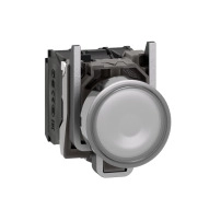 SCHNEIDER ELECTRIC Светещ бутон, метален, равен, бял, 22 мм, пружинно връщане, 110..120V AC, 1NO+1NC