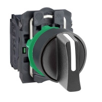 SCHNEIDER ELECTRIC Selector switch, plastic, black, 22mm, 3 positions, spring return to center, 2NO