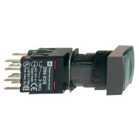Comp ill PB rect green flush 12V 1NO