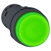 Светещ бутон зелен 220V ILLUM. P.B - BULB - SPRING RTN -1NO - GR