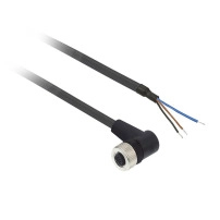 FEMALE, M12, 3PIN, ELBOWED PREWIRED CONN