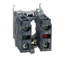 SCHNEIDER ELECTRIC Single contact block with body fixing collar, metal, 1NO+1NC