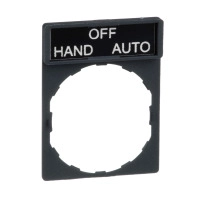 SCHNEIDER ELECTRIC Legend holder, 30x40mm, plastic, 8x27mm legend, white marked HAND OFF AUTO