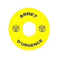 SCHNEIDER ELECTRIC Marked legend "ARRET DURGENCE", yellow, 90mm