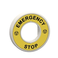 Harmony, Illuminated ring O60, plastic, yellow, red fixed integral LED, marked EMERGENCY STOP, 110...120 V AC