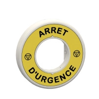 Harmony, Illuminated ring O60, plastic, yellow, white or red integral LED, marked ARRET D`URGENCE, 24 V AC/DC